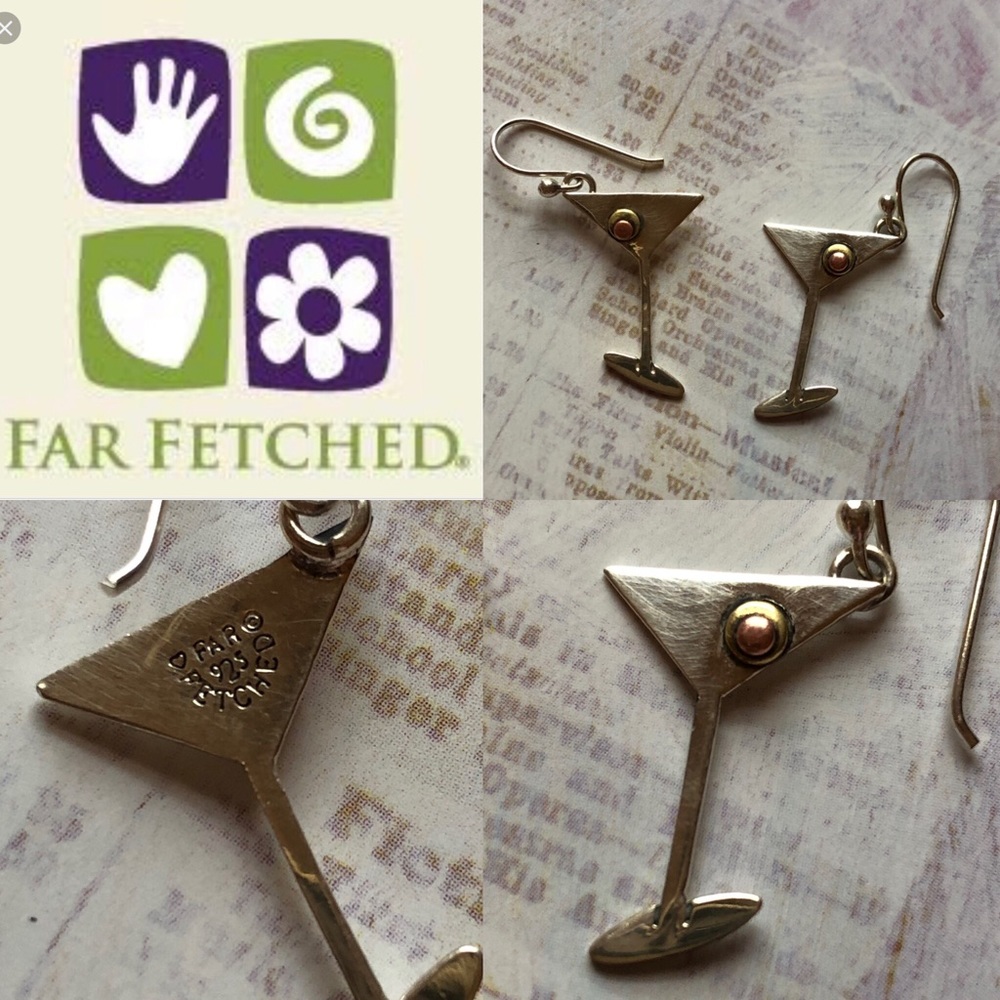 Far Fetched Martini Sterling Silver Earrings